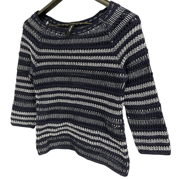 Marc Cain S knit sweater with tiny collar bow EUC looser knit 100 percent cotton - Picture 1 of 16
